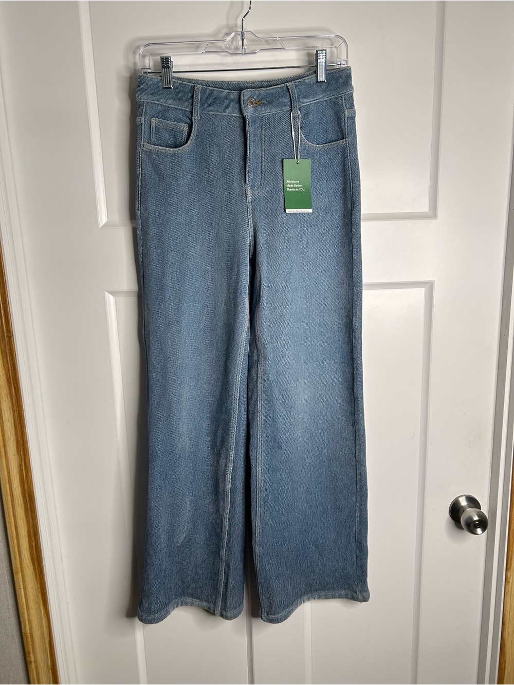 Halara Women’s Size Large Pull On Wide Leg Jeans Soft Blue Light Wash New 2964
